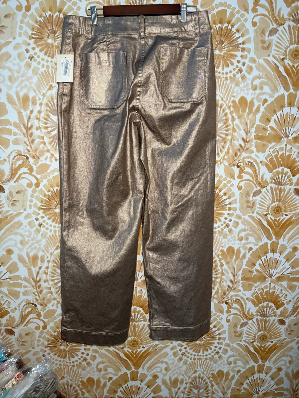 NWT Nurture Metallic Bronze Wide Leg Pants Coated Holiday Party - Picture 6 of 12